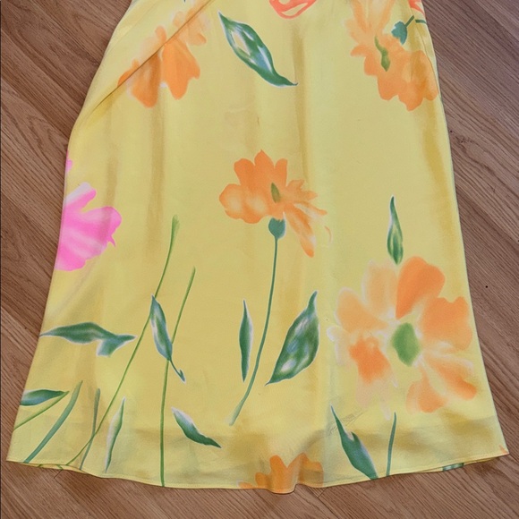 Vintage Lauren Ralph Lauren Floral Yellow Slip Dress 100% Silk Size 8 - Picture 6 of 11